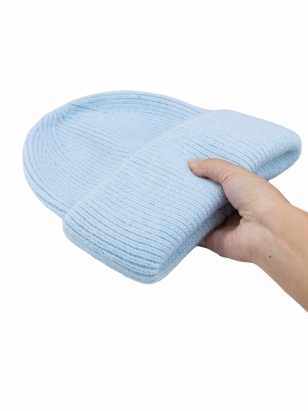 Light Blue Ribbed Knit Beanie Hat New Without Tags